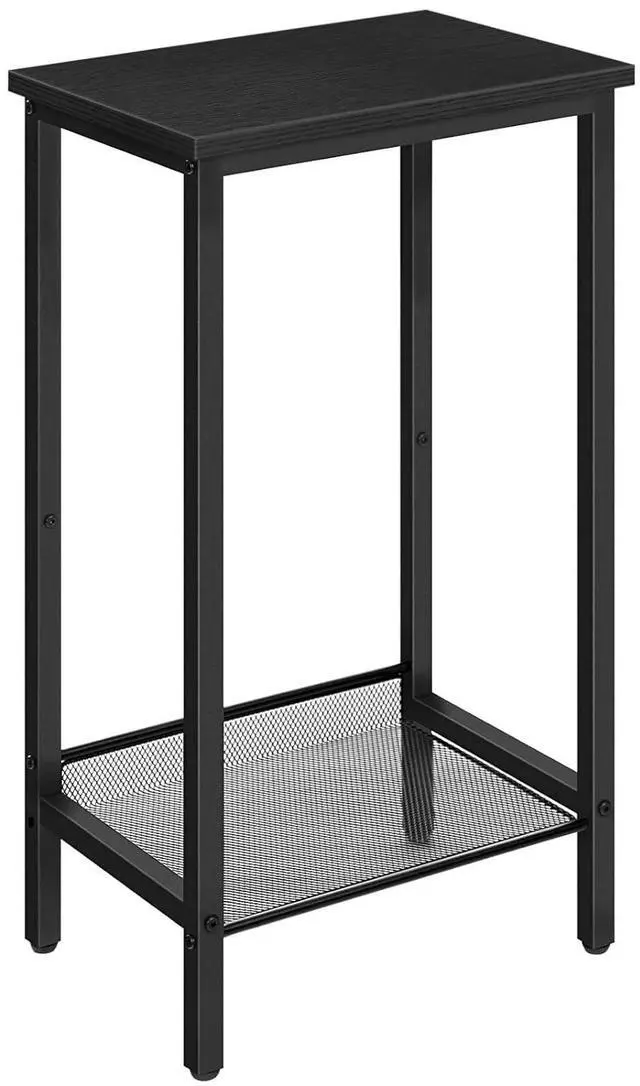 Main image of Tall Side Table, Industrial End Telephone Table with Adjustable Mesh Shelves, Small Tall Nightstand for Living Room, Bedroom, Entryway, Office, Black BB03DH01