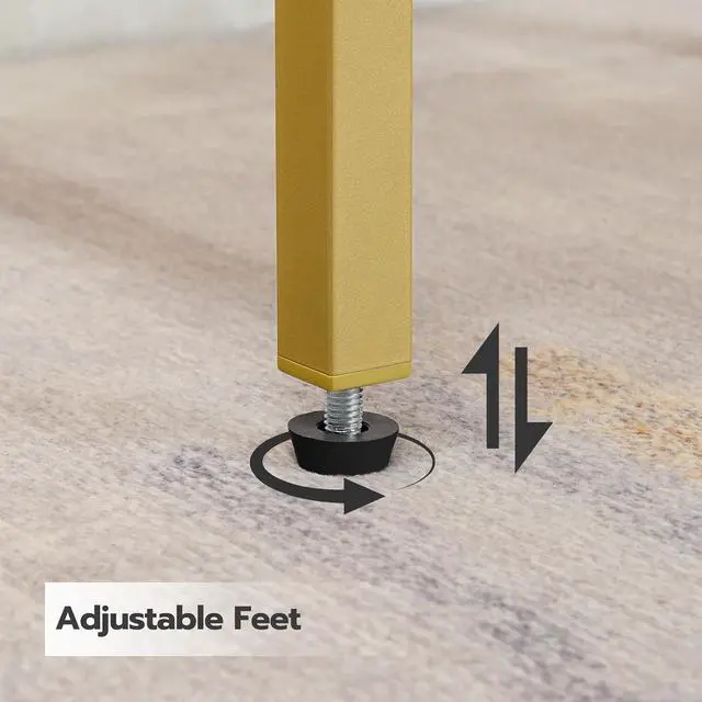 Alt view image 7 of 7 - Tall Side Table, Industrial End Telephone Table with Adjustable Mesh Shelves, Small Tall Nightstand for Living Room, Bedroom, Entryway, Office, White and Gold DW03DH01