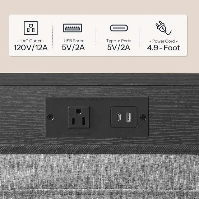 Alt view image 4 of 7 - C Shaped End Table with Charging Station, 28" H Couch Side Table Slide Under, Sofa Arm Tray Table with Storage Bag for Living Room, Recliner, Black BB70USF01