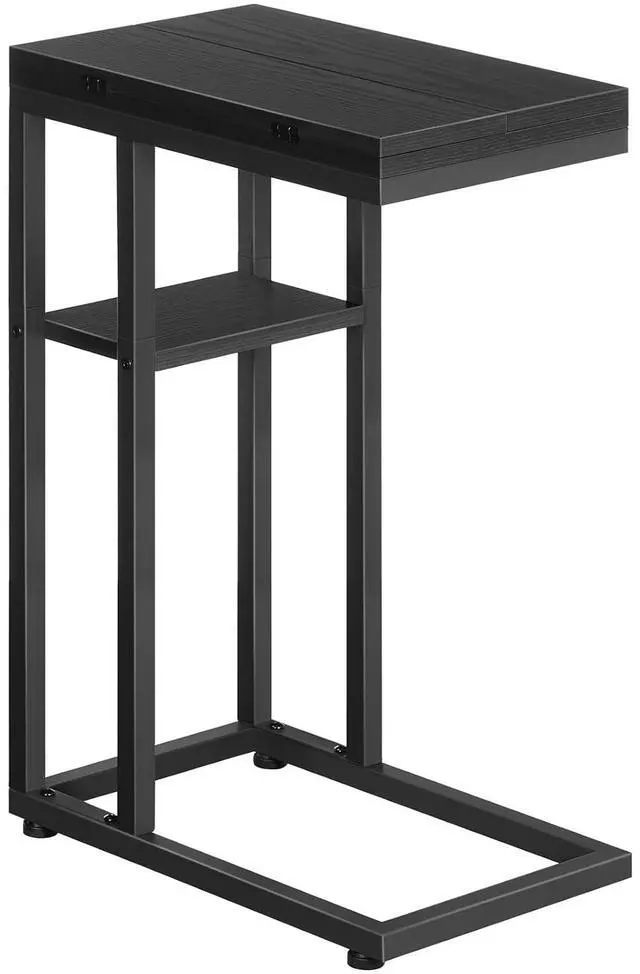 Main image of Foldable C Shaped End Table, C Shaped Side Table with Storage Shelf, Small Snack Table, Slide Under Couch Table for Sofa, Living Room Bedroom Small Spaces Easy Assembly, Black BK29SF01
