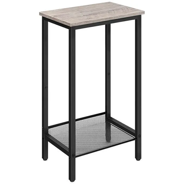 Main image of Tall Side Table, Industrial End Telephone Table with Adjustable Mesh Shelves, Small Tall Nightstand for Living Room, Bedroom, Entryway, Office, Greige BG03DH01