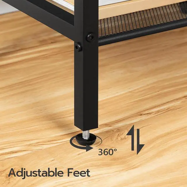 Alt view image 7 of 7 - Tall Side Table, Industrial End Telephone Table with Adjustable Mesh Shelves, Small Tall Nightstand for Living Room, Bedroom, Entryway, Office, Black BB03DH01