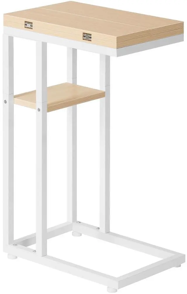 Main image of Foldable C Shaped End Table, C Shaped Side Table with Storage Shelf, Small Snack Table, Slide Under Couch Table for Sofa, Living Room Bedroom Small Spaces Easy Assembly, Natural WN29SF01