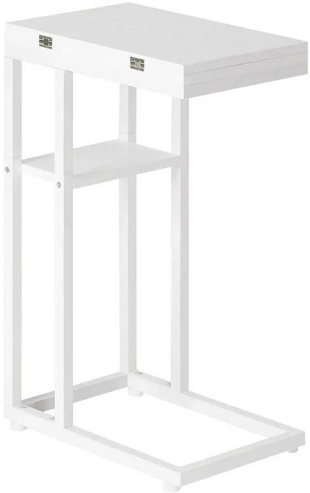 Main image of Foldable C Shaped End Table, C Shaped Side Table with Storage Shelf, Small Snack Table, Slide Under Couch Table for Sofa, Living Room Bedroom Small Spaces Easy Assembly, White WW29SF01