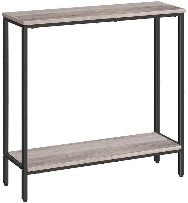 Main image of 29.5" L Narrow Console Table, Sofa Table Behind Couch with 2-Tier Storage Display Shelves, 8.7" D Small Entryway Table for Hallway, Foyer, Living Room, Bedroom, Greige and Black BG22XG01