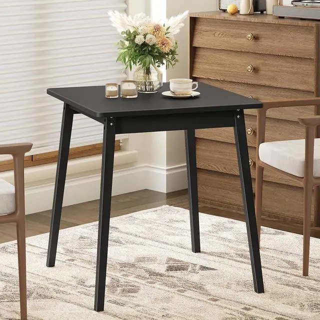 Main image of Bamboo Dining Table, Square Dining Table for 2, 27.6" Kitchen Table for Small Space, Writing Table, Easy to Assemble, for Dining Room, Living Room, Office, Kitchen, Apartment, Black BK70CZ01G1