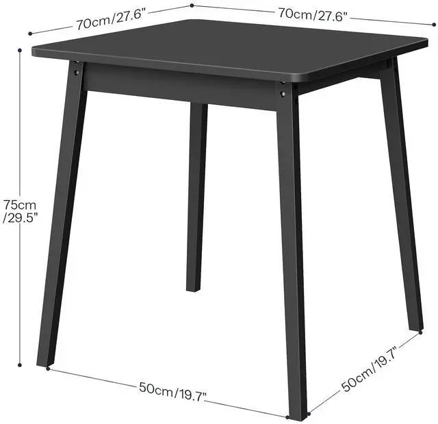 Alt view image 2 of 7 - Bamboo Dining Table, Square Dining Table for 2, 27.6" Kitchen Table for Small Space, Writing Table, Easy to Assemble, for Dining Room, Living Room, Office, Kitchen, Apartment, Black BK70CZ01G1