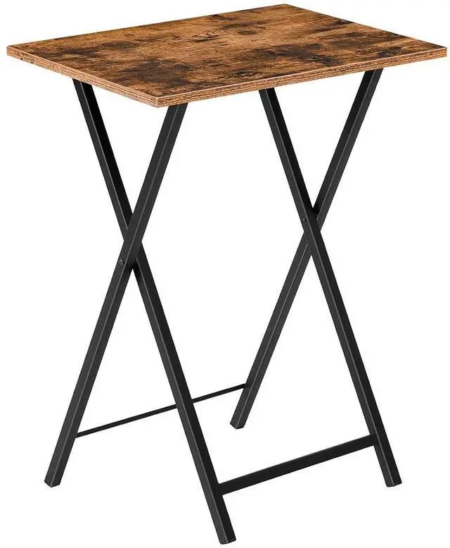Main image of Folding TV Table, TV Tray, Stable Snack Table for Small Space, Portable Sofaside Desk, Easy Assembly and Storage, Ideal for Snacks and Meals in Living Room, Rustic Brown and Black BF15BZ01