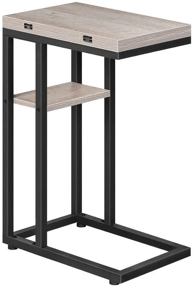 Main image of Foldable C Shaped End Table, C Shaped Side Table with Storage Shelf, Small Snack Table, Slide Under Couch Table for Sofa, Living Room Bedroom Small Spaces Easy Assembly, Greige BG29SF01