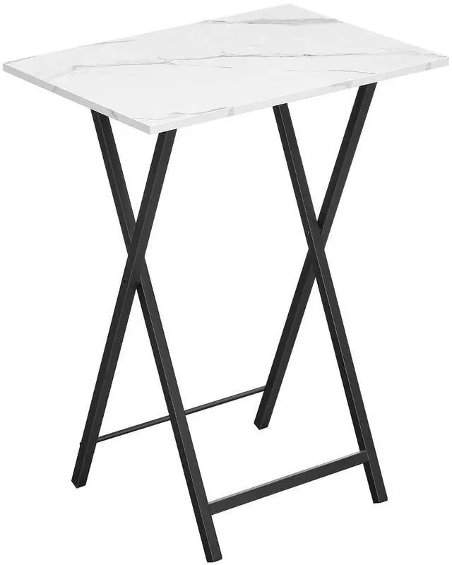 Main image of Folding TV Tray, Stable Snack Table for Small Space, Portable Sofa Side Table, Easy Assembly and Storage, Ideal for Snacks and Meals in Living Room, Marble and Black BW15BZ01