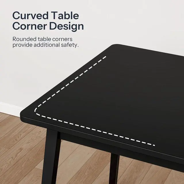Alt view image 7 of 7 - Bamboo Dining Table, Square Dining Table for 2, 27.6" Kitchen Table for Small Space, Writing Table, Easy to Assemble, for Dining Room, Living Room, Office, Kitchen, Apartment, Black BK70CZ01G1