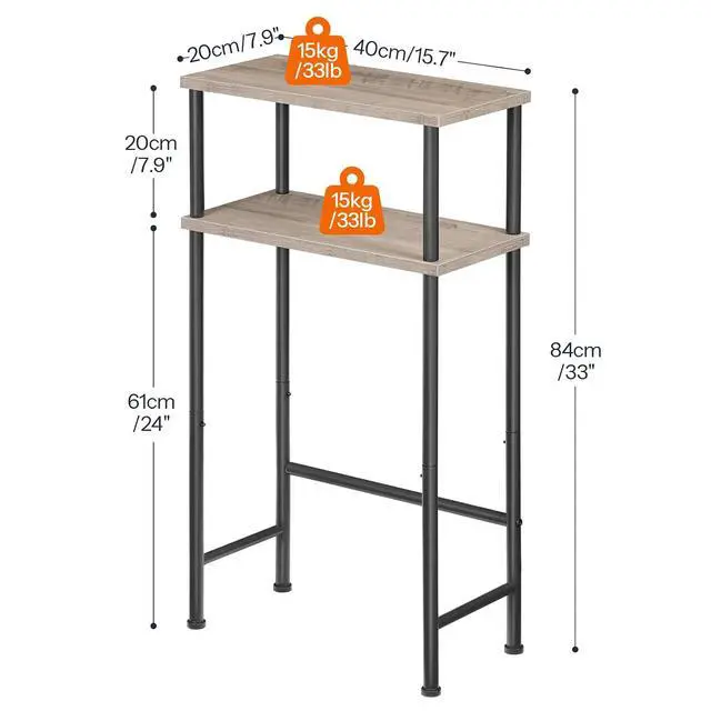 Alt view image 3 of 7 - Narrow Console Table for Small Space, 15.7" Entryway Table with Storage, 2 Tier Sofa Table with 2 Shelves, Skinny Console Table for Entryway, Hallway, Living Room, Greige and Black BG40XG01