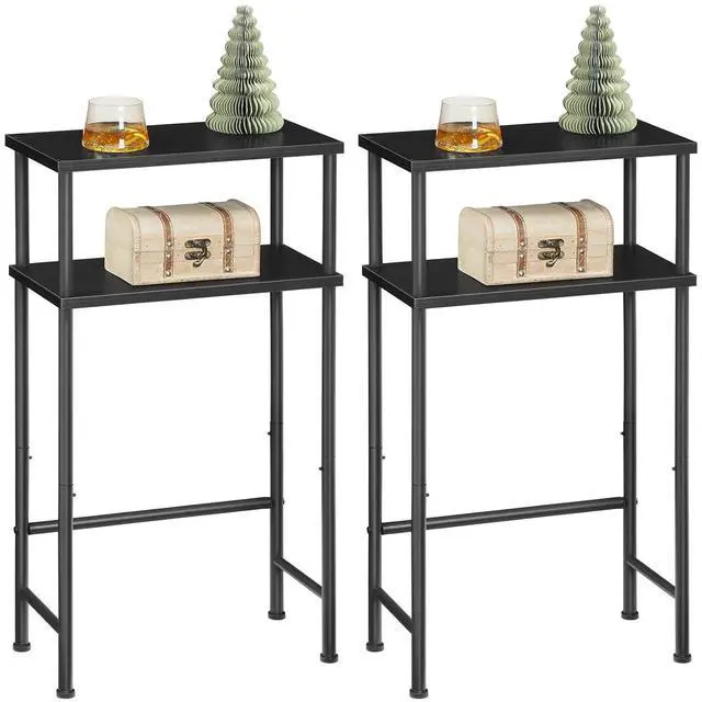 Main image of Narrow Console Table for Small Space, Set of 2, 15.7" Entryway Table with Storage, 2 Tier Sofa Table with 2 Shelves, Skinny Console Tables for Entryway, Hallway, Foyer, Black BB40XGP201