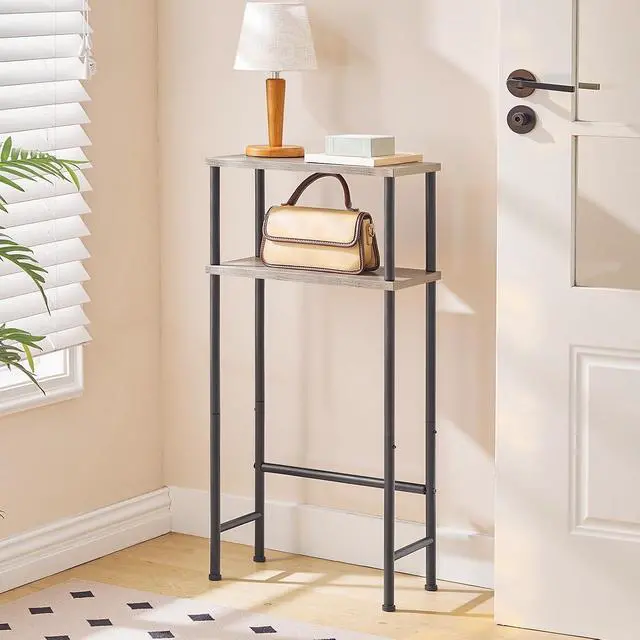 Alt view image 7 of 7 - Narrow Console Table for Small Space, 15.7" Entryway Table with Storage, 2 Tier Sofa Table with 2 Shelves, Skinny Console Table for Entryway, Hallway, Living Room, Greige and Black BG40XG01