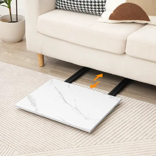 Alt view image 7 of 7 - Folding TV Tray, Stable Snack Table for Small Space, Portable Sofa Side Table, Easy Assembly and Storage, Ideal for Snacks and Meals in Living Room, Marble and Black BW15BZ01