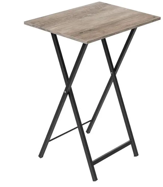 Main image of Folding TV Table, TV Tray, Stable Snack Table for Small Space, Portable Sofaside Desk, Easy Assembly and Storage, Ideal for Snacks and Meals in Living Room, Greige and Black BG15BZ01