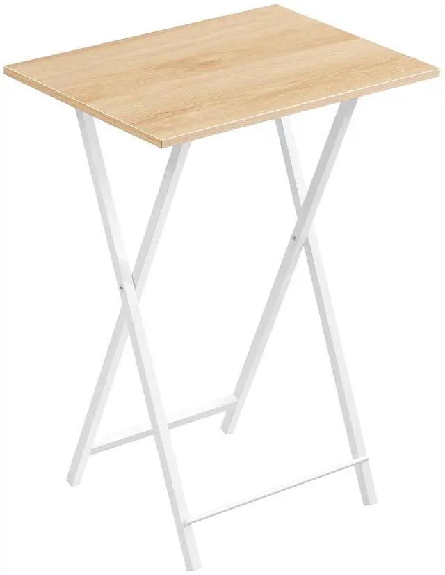 Main image of Folding TV Table, TV Tray, Stable Snack Table for Small Space, Portable Sofaside Desk, Easy Assembly and Storage, Ideal for Snacks and Meals in Living Room, Natural and White, WN15BZ01
