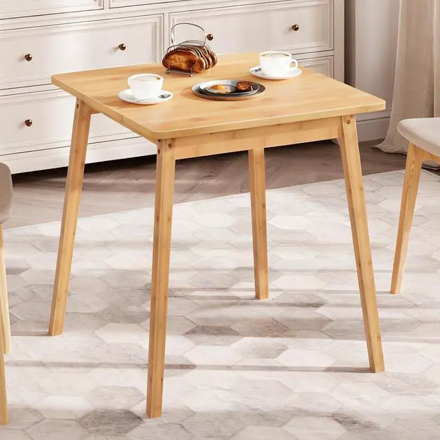 Main image of Bamboo Dining Table, Square Dining Table for 2, 27.6" Kitchen Table for Small Space, Writing Table, Easy to Assemble, for Dining Room, Living Room, Office, Kitchen, Natural YL70CZ01G1