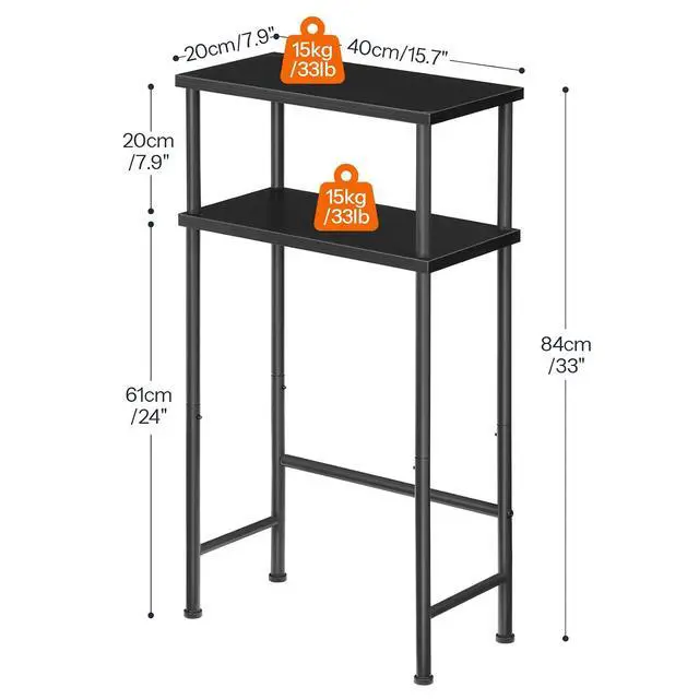 Alt view image 3 of 7 - Narrow Console Table for Small Space, 15.7" Entryway Table with Storage, 2 Tier Sofa Table with 2 Shelves, Skinny Console Table for Entryway, Hallway, Living Room, Foyer, Black BB40XG01