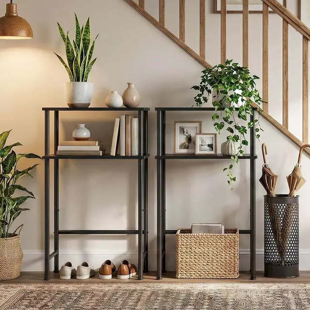 Alt view image 4 of 7 - Narrow Console Table for Small Space, 15.7" Entryway Table with Storage, 2 Tier Sofa Table with 2 Shelves, Skinny Console Table for Entryway, Hallway, Living Room, Foyer, Black BB40XG01