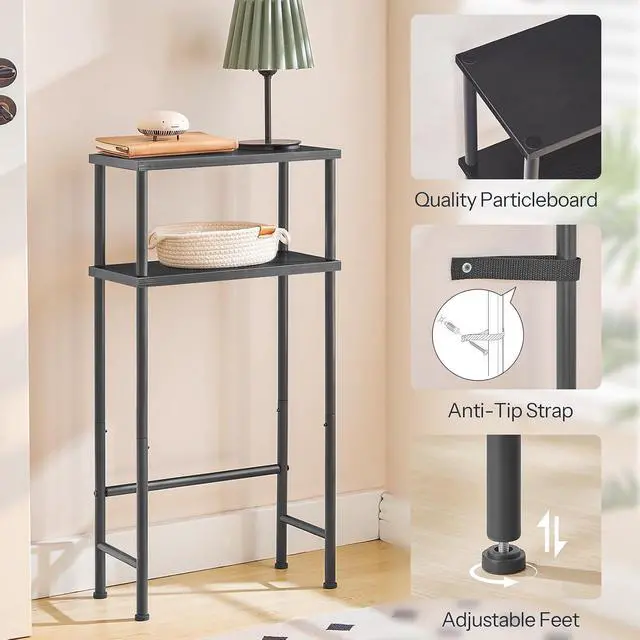 Alt view image 6 of 7 - Narrow Console Table for Small Space, 15.7" Entryway Table with Storage, 2 Tier Sofa Table with 2 Shelves, Skinny Console Table for Entryway, Hallway, Living Room, Foyer, Black BB40XG01