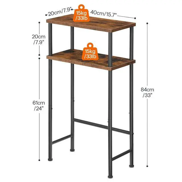 Alt view image 3 of 7 - Narrow Console Table for Small Space, 15.7" Entryway Table with Storage, Sofa Table with 2 Shelves, Skinny Console Table for Entryway, Hallway, Living Room, Rustic Brown and Black BF40XG01
