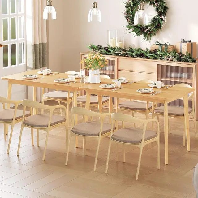 Alt view image 3 of 7 - Dining Table, Bamboo Dining Room Table for 4-6, 47.2" Rectangle Kitchen Table, Easy to Assemble, for Dining Room, Living Room, Office, Kitchen, Apartment, Natural YL120CZ01