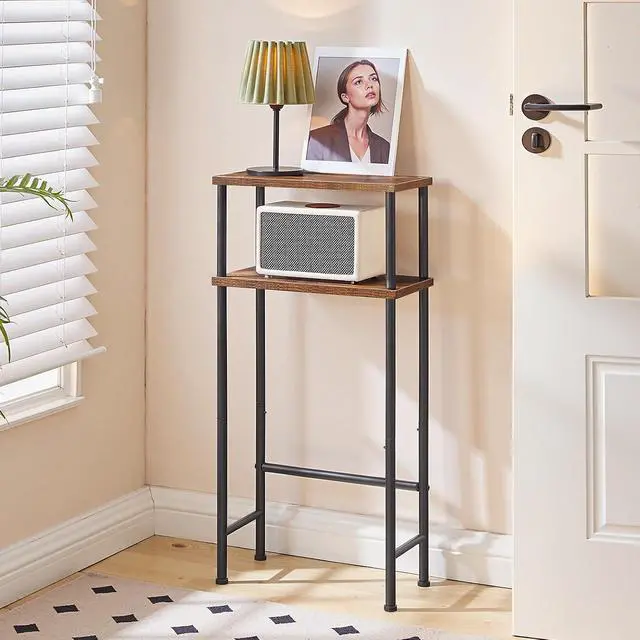 Alt view image 7 of 7 - Narrow Console Table Set of 2 for Small Space, 15.7" Entryway Table with Storage, Sofa Table with 2 Shelves, Skinny Console Tables for Entryway, Hallway, Rustic Brown and Black BF40XGP201