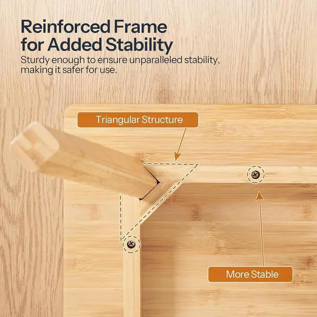 Alt view image 7 of 7 - Dining Table, Bamboo Dining Room Table for 4-6, 47.2" Rectangle Kitchen Table, Easy to Assemble, for Dining Room, Living Room, Office, Kitchen, Apartment, Natural YL120CZ01