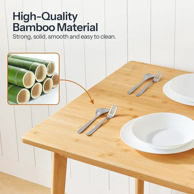 Alt view image 6 of 7 - Dining Table, Bamboo Dining Room Table for 4-6, 47.2" Rectangle Kitchen Table, Easy to Assemble, for Dining Room, Living Room, Office, Kitchen, Apartment, Natural YL120CZ01