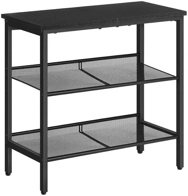 Main image of Black Side Table, 3-Tier Metal Side Table, Small Black Table with 2 Flat or Slant Adjustable Shelves for Small Spaces, Hallway, Living Room, Bedroom, Sturdy, Easy Assembly, Black BB23BZ01G1