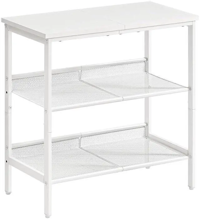 Main image of End Table, 3-Tier Narrow Side Table, Nightstand with 2 Flat or Slant Adjustable Shelves for Small Spaces, Hallway, Living Room, Bedroom, Sturdy, Easy Assembly, White WT23BZ01G1