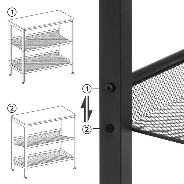 Alt view image 7 of 7 - Black Side Table, 3-Tier Metal Side Table, Small Black Table with 2 Flat or Slant Adjustable Shelves for Small Spaces, Hallway, Living Room, Bedroom, Sturdy, Easy Assembly, Black BB23BZ01G1