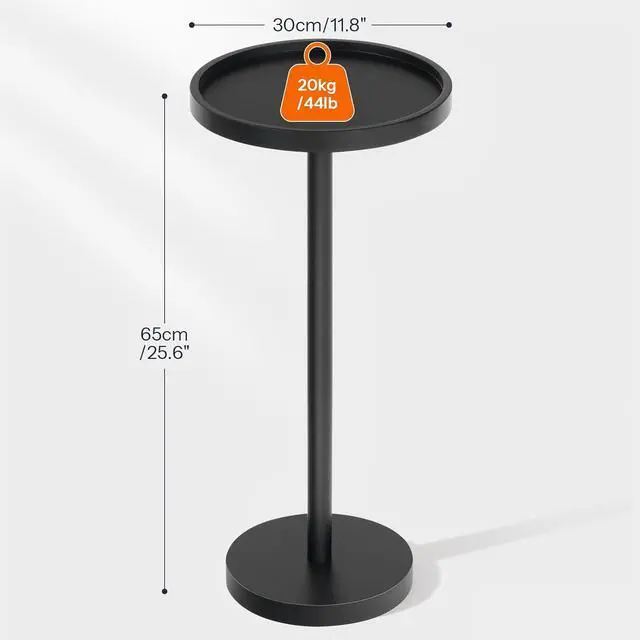 Alt view image 3 of 7 - Small Round Side Table, Bamboo Drink Table, Coffee Martini Table with Pedestal Accent for Small Spaces in Living Room, Bedroom, Sofa Couch, Black BK235BZ01