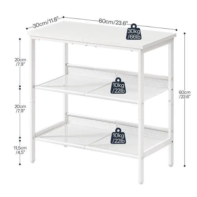 Alt view image 3 of 7 - End Table, 3-Tier Narrow Side Table, Nightstand with 2 Flat or Slant Adjustable Shelves for Small Spaces, Hallway, Living Room, Bedroom, Sturdy, Easy Assembly, White WT23BZ01G1