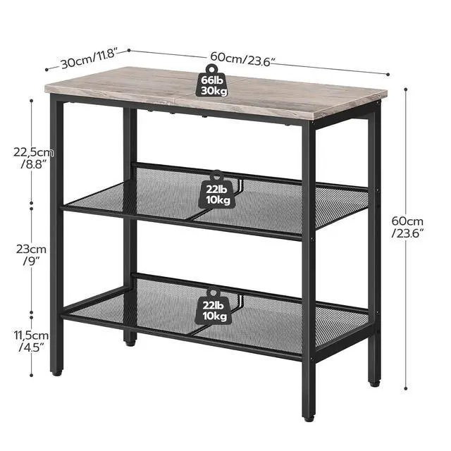 Alt view image 3 of 7 - Side Table, 3-Tier Narrow End Table, Nightstand with 2 Flat or Slant Adjustable Shelves for Small Spaces, Hallway, Living Room, Bedroom, Sturdy, Easy Assembly, Greige and Black BG23BZ01G1