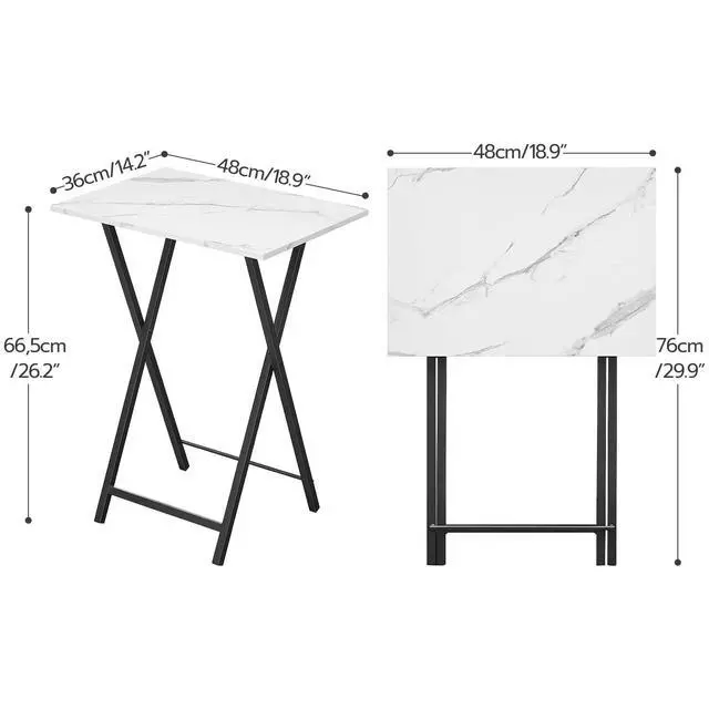 Alt view image 3 of 7 - Folding TV Tray, Stable Snack Table for Small Space, Portable Sofa Side Table, Easy Assembly and Storage, Ideal for Snacks and Meals in Living Room, Marble and Black BW15BZ01