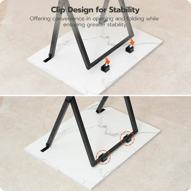 Alt view image 7 of 7 - Folding TV Tray Tables, Set of 4 TV Trays with Storage Rack, Industrial Side Table for Eating at Couch, Foldable Snack Table for Small Space, Easy Assembly, White and Black BW50BZ01