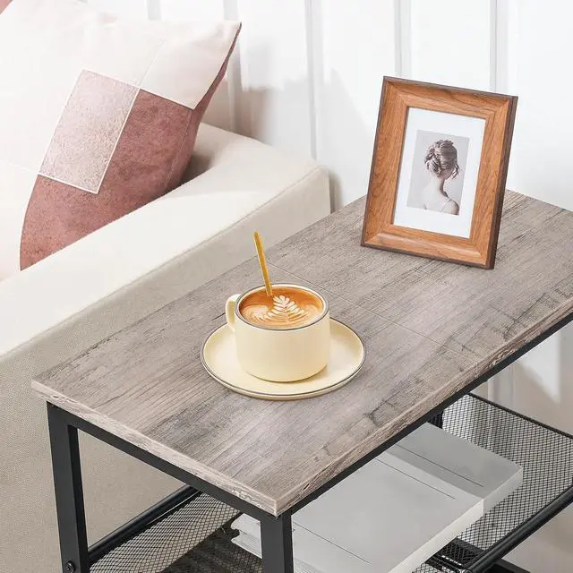 Alt view image 5 of 7 - Side Table, 3-Tier Narrow End Table, Nightstand with 2 Flat or Slant Adjustable Shelves for Small Spaces, Hallway, Living Room, Bedroom, Sturdy, Easy Assembly, Greige and Black BG23BZ01G1