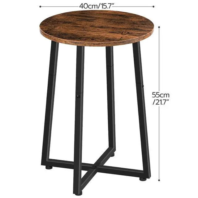 Alt view image 3 of 7 - Side Table, Round End Accent Table with Sturdy Metal Frame, 15.7" Round Nightstand, for Living Room, Bedroom, Balcony, Office, Rustic Brown BF95BZ01