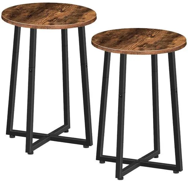 Main image of Side Tables Set of 2, Round End Accent Tables with Sturdy Metal Pedestal, 15.7" Round Nightstands, for Living Room, Bedroom, Balcony, Office, Rustic Brown BF95BZP201