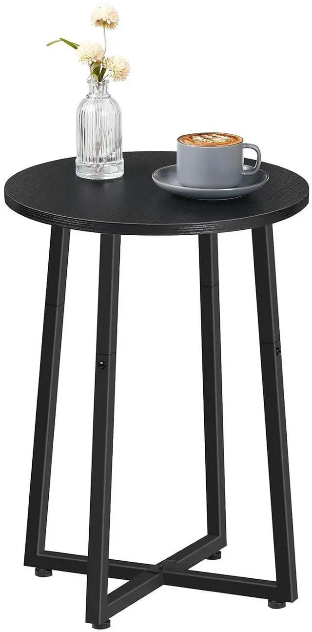 Main image of Side Table, Round End Accent Table with Sturdy Metal Pedestal, 15.7" Round Nightstand, for Living Room, Bedroom, Balcony, Office, Black BB95BZ01