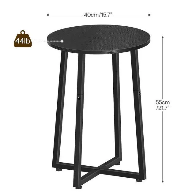 Alt view image 3 of 7 - Side Table, Round End Accent Table with Sturdy Metal Pedestal, 15.7" Round Nightstand, for Living Room, Bedroom, Balcony, Office, Black BB95BZ01