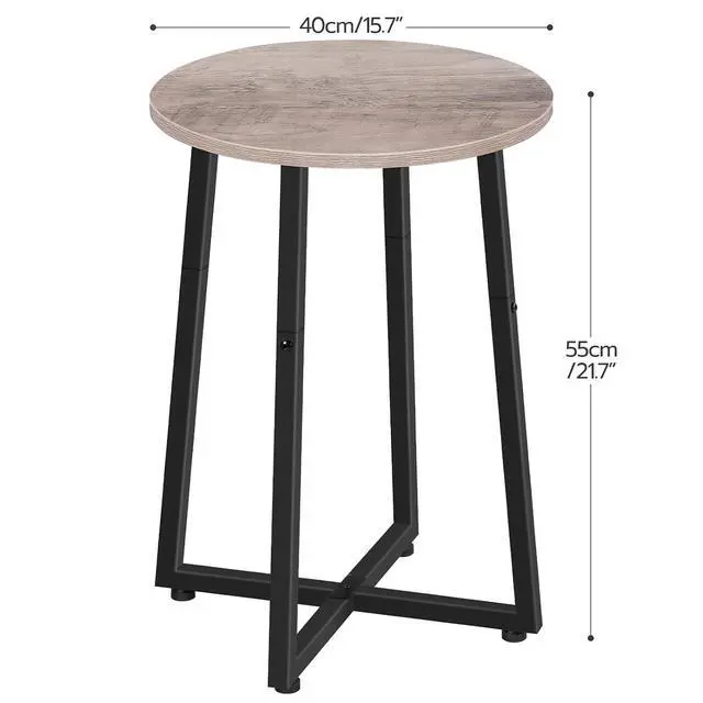 Alt view image 3 of 7 - Side Table, Round End Accent Table with Sturdy Metal Pedestal, 15.7" Round Nightstand, for Living Room, Bedroom, Balcony, Office, Greige BG95BZ01