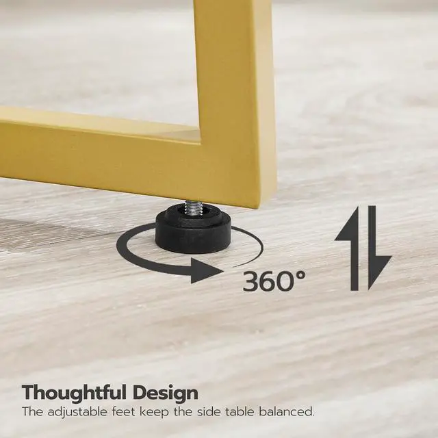 Alt view image 7 of 7 - Side Table, Round End Accent Table with Sturdy Metal Pedestal, 15.7" Round Nightstand, for Living Room, Bedroom, Balcony, Office, Marble and Gold DM95BZ01