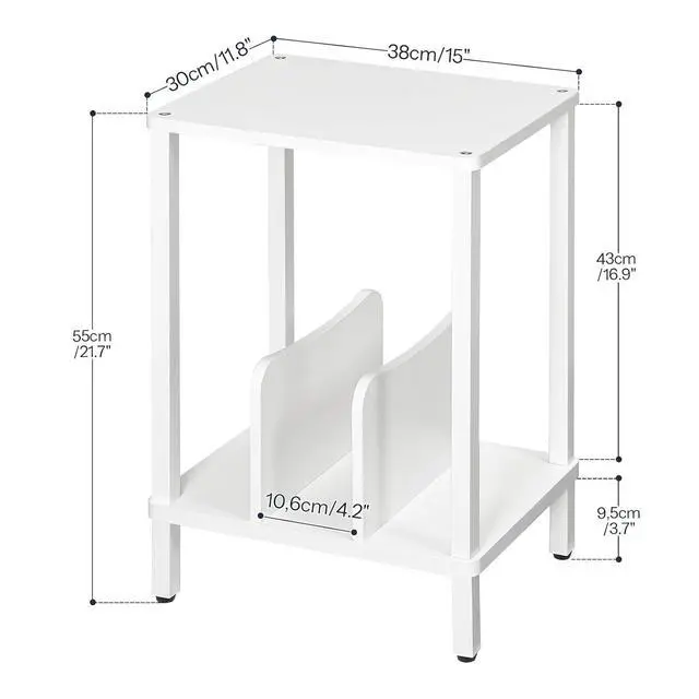 Alt view image 3 of 7 - Small End Table, 2-Tier Record Player Stand Vinyl Record Turntable Stand with Storage up to 100 Albums, Small Side Table for Living Room, Bedroom White, WT05RS01