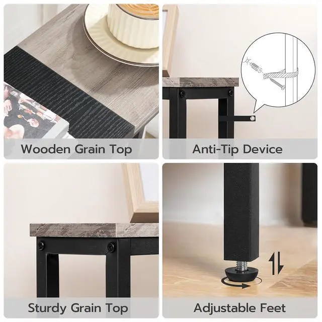 Alt view image 7 of 7 - Narrow Console Table with Power Outlets, 44.9 Inches Sofa Table, Slim Behind Couch Table, Entryway Table with Display Shelf, for Living Room, Foyer, Hallway, Greige and Black BG114UXG01