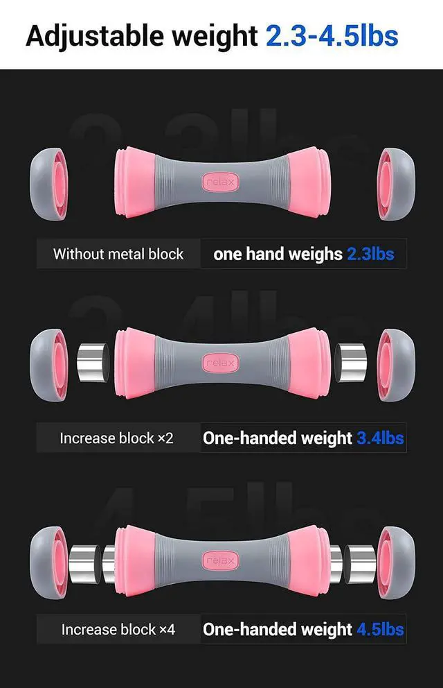 Alt view image 2 of 6 - Adjustable Dumbbells Weights, Neoprene All-in-1 Options, Non-Slip, All-Purpose, Home, Gym, Office