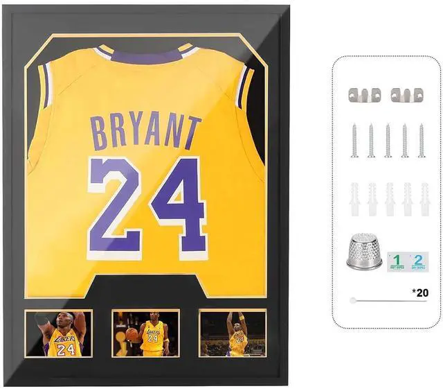Main image of Jersey Frame Display Cases, Jersey Frame with Picture Slots, Jersey Shadow Box Display Case, 98% UV Protection, Football, Basketball (1 Pack, Black&Gold)