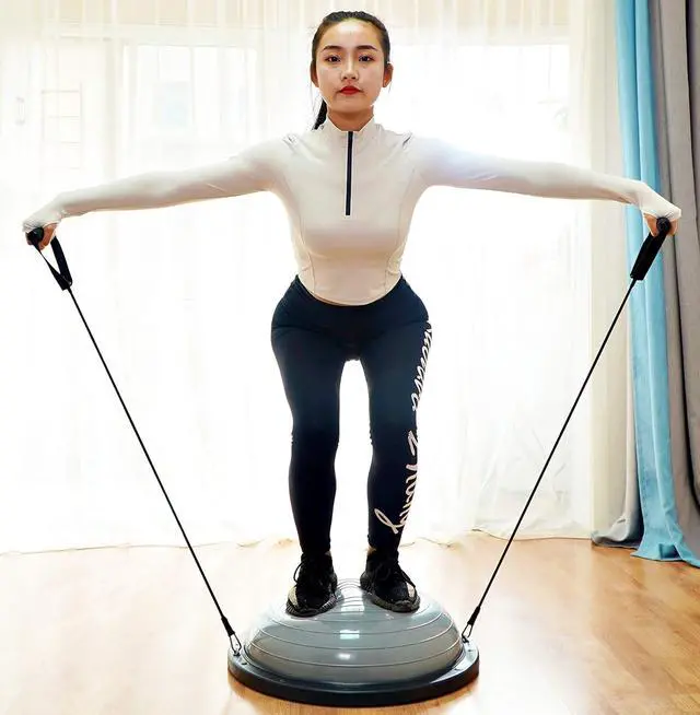 Alt view image 6 of 7 - Balance Ball, Half Ball, Balance Ball, Exercise Workout Trainer, with Resistant Band, Strength Fitness Yoga with Bonus Foot Pump